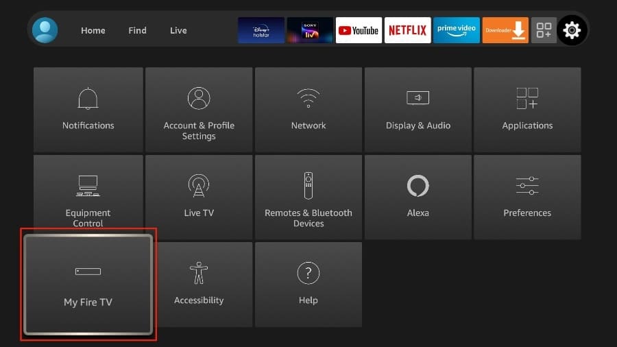 sélectionnez My Fire TV EGOR Digital